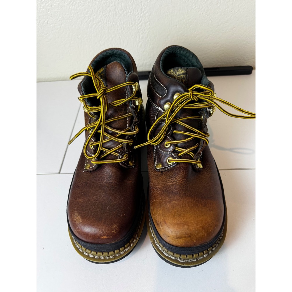 Georgia Giant Work Boots Mens 10.5 W 6 Inch Brown Leather Steel Toe Rugged
